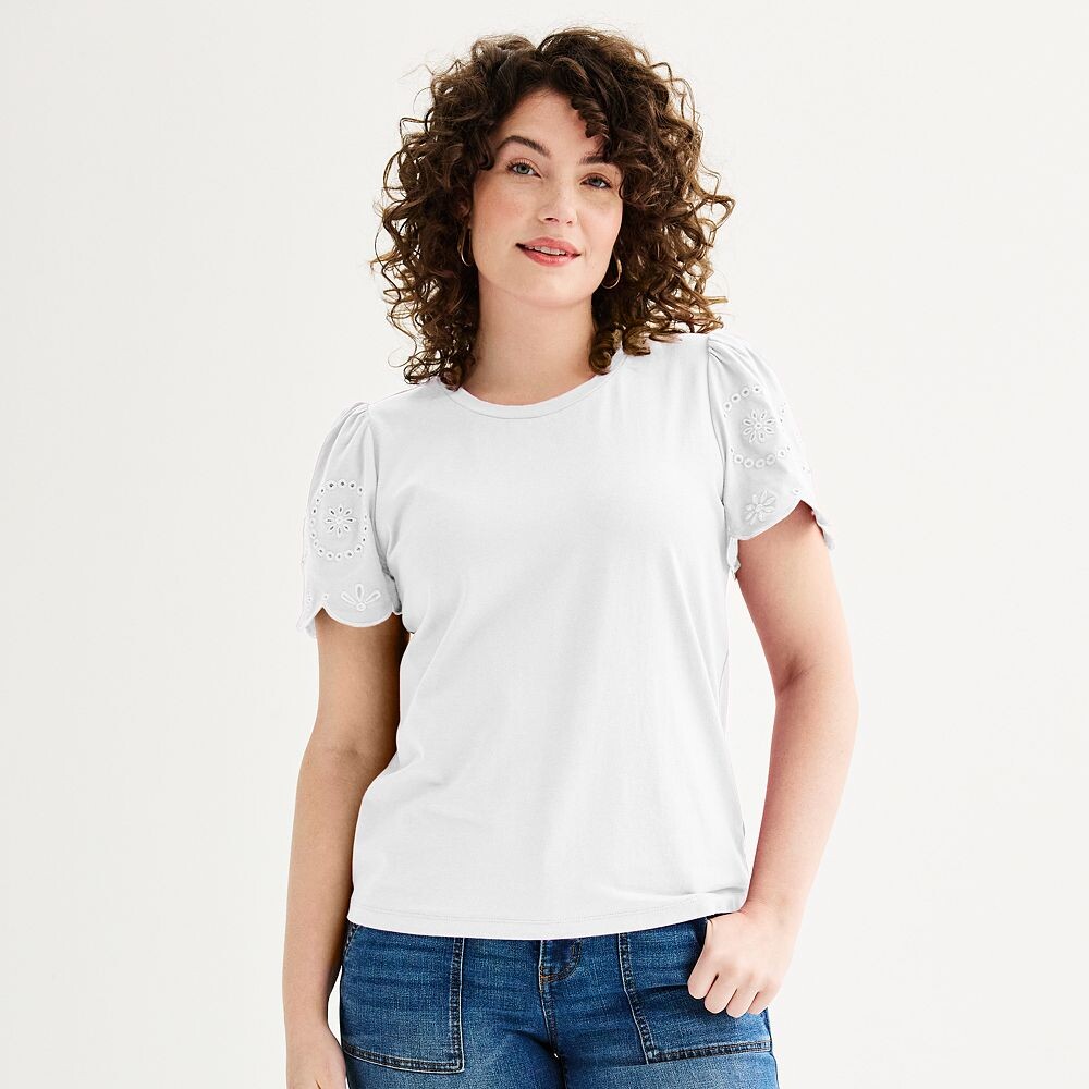 Женский трикотажный топ с вышитыми рукавами Draper James, белый
Женский трикотажный топ с вышитыми рукавами Draper James, белый