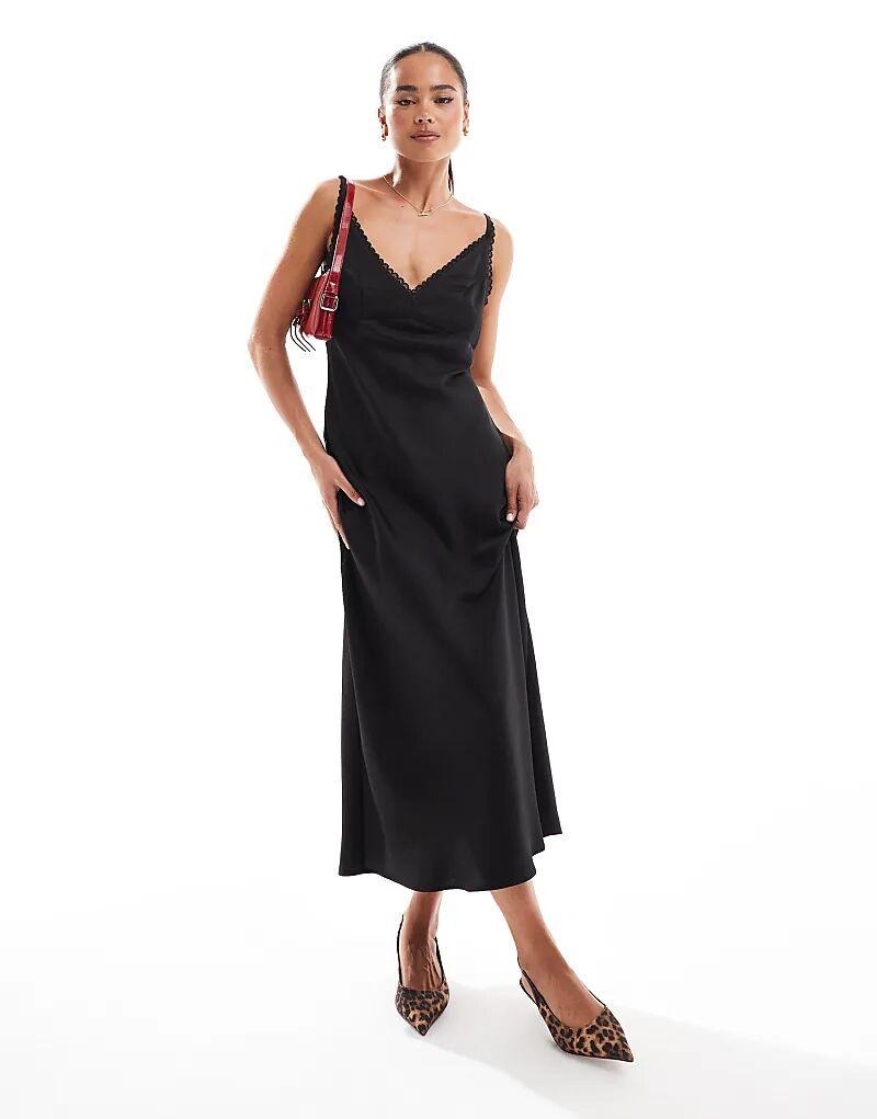 Платье-комбинация миди с кружевной отделкой черного цвета ASOS DESIGN
Платье-комбинация миди с кружевной отделкой черного цвета ASOS DESIGN