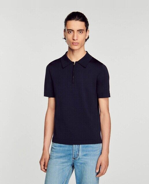 Мужская трикотажная рубашка-поло с воротником на молнии Sandro, темно-синий
Мужская трикотажная рубашка-поло с воротником на молнии Sandro, темно-синий