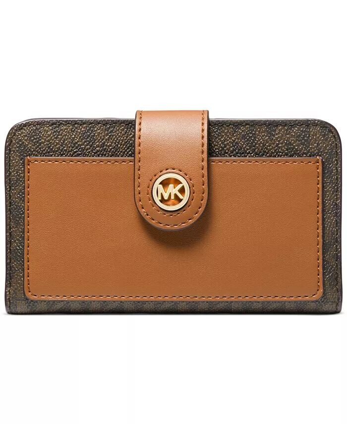Кошелек двойного сложения среднего размера с карманом и логотипом Michael Kors, бежевый
Кошелек двойного сложения среднего размера с карманом и логотипом Michael Kors, бежевый