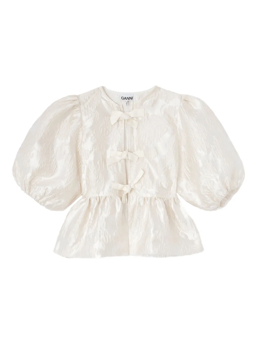 Блузка с объемными рукавами и бантом Ganni, белый
Блузка с объемными рукавами и бантом Ganni, белый