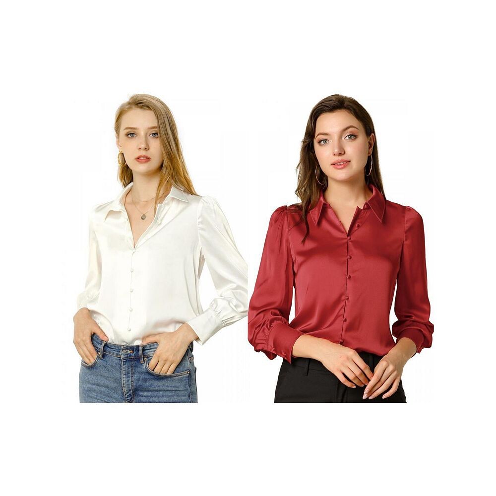 2 комплекта женских атласных рубашек на пуговицах с длинным рукавом и воротником-стойкой ALLEGRA K, цвет White And Red
2 комплекта женских атласных рубашек на пуговицах с длинным рукавом и воротником-стойкой ALLEGRA K, цвет White And Red