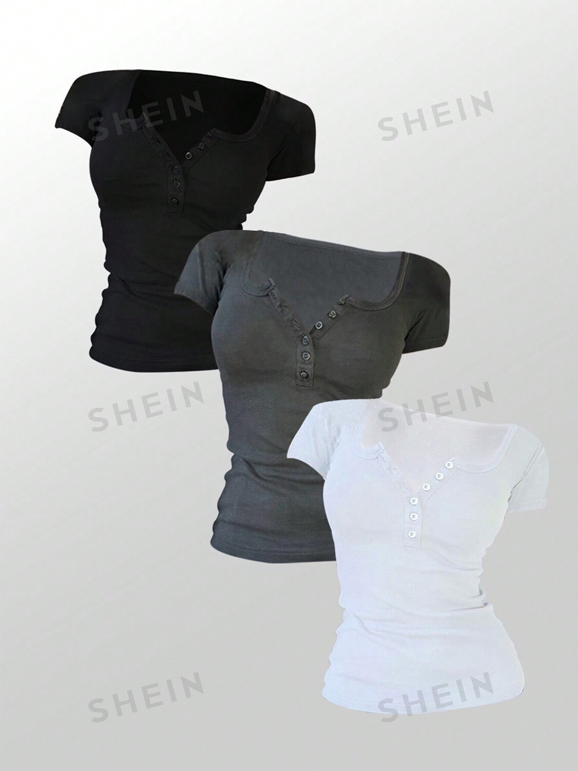 EZwear Женская футболка, однотонная, повседневная, с коротким рукавом Shein, мультиколор
EZwear Женская футболка, однотонная, повседневная, с коротким рукавом Shein, мультиколор