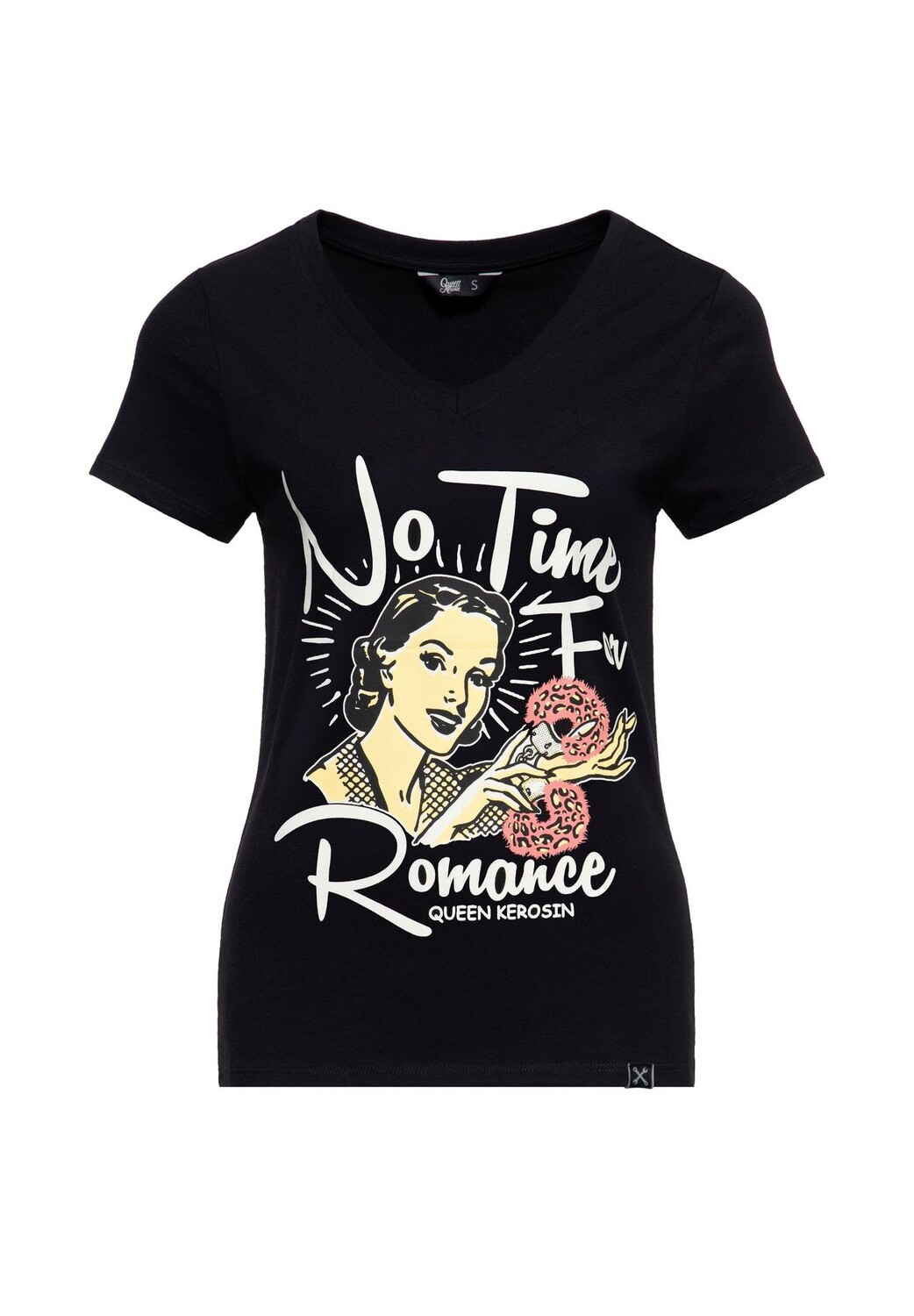 Рубашка с принтом спереди в стиле 50-х No Time For Romance Queen Kerosin, черный
Рубашка с принтом спереди в стиле 50-х No Time For Romance Queen Kerosin, черный