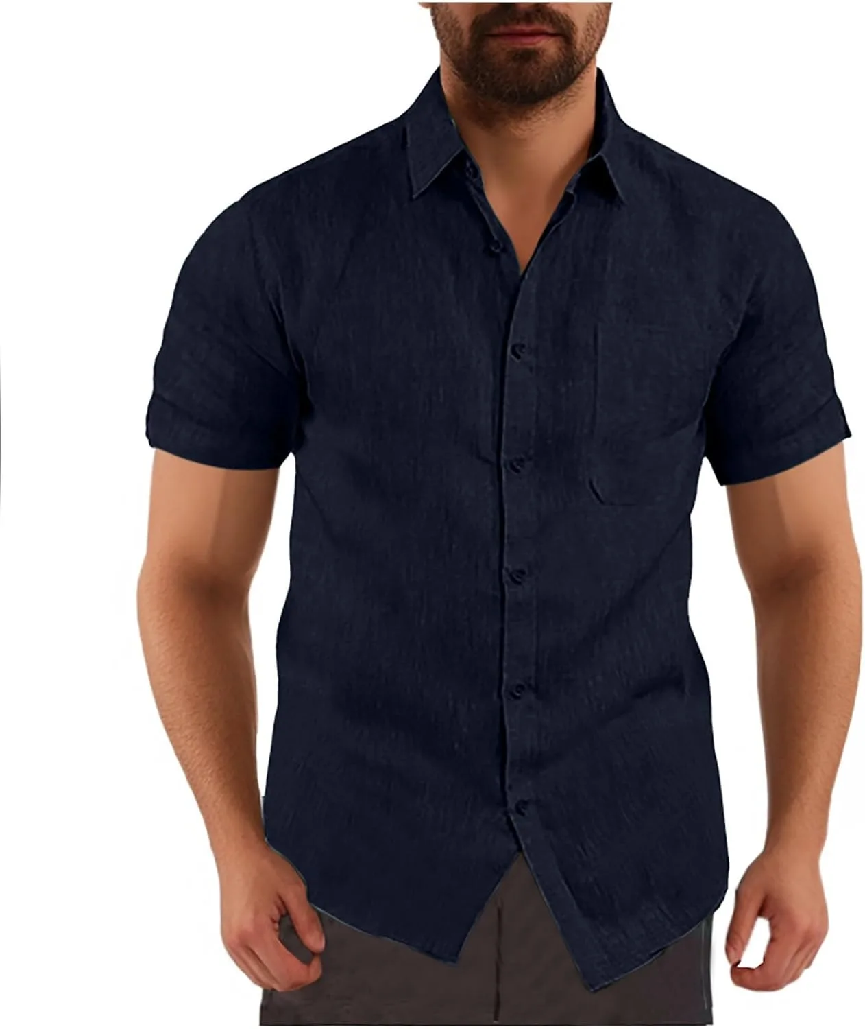 Мужская рубашка на пуговицах 2025, короткий рукав, хлопок-лен, свободный крой, солид
Мужская рубашка на пуговицах 2025, короткий рукав, хлопок-лен, свободный крой, солид