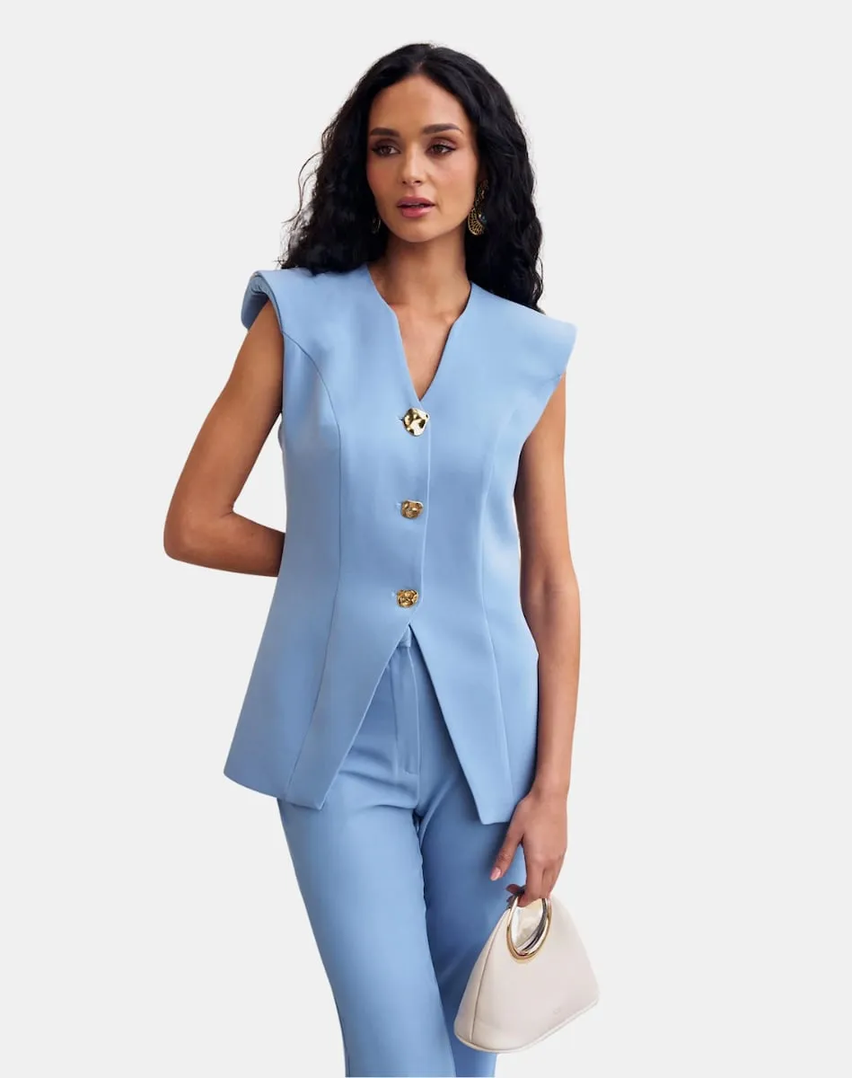 Женский приталенный жилет с v-образным вырезом Miphai, синий
Женский приталенный жилет с v-образным вырезом Miphai, синий