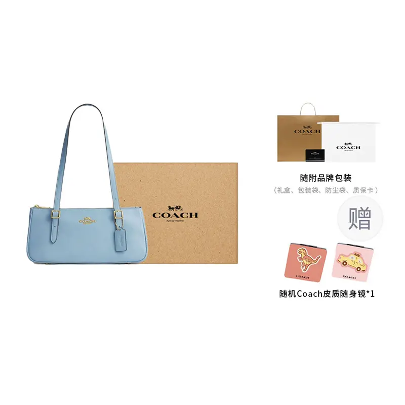 COACH Кожаная сумка через плечо женская розовая голубая 
COACH Кожаная сумка через плечо женская розовая голубая