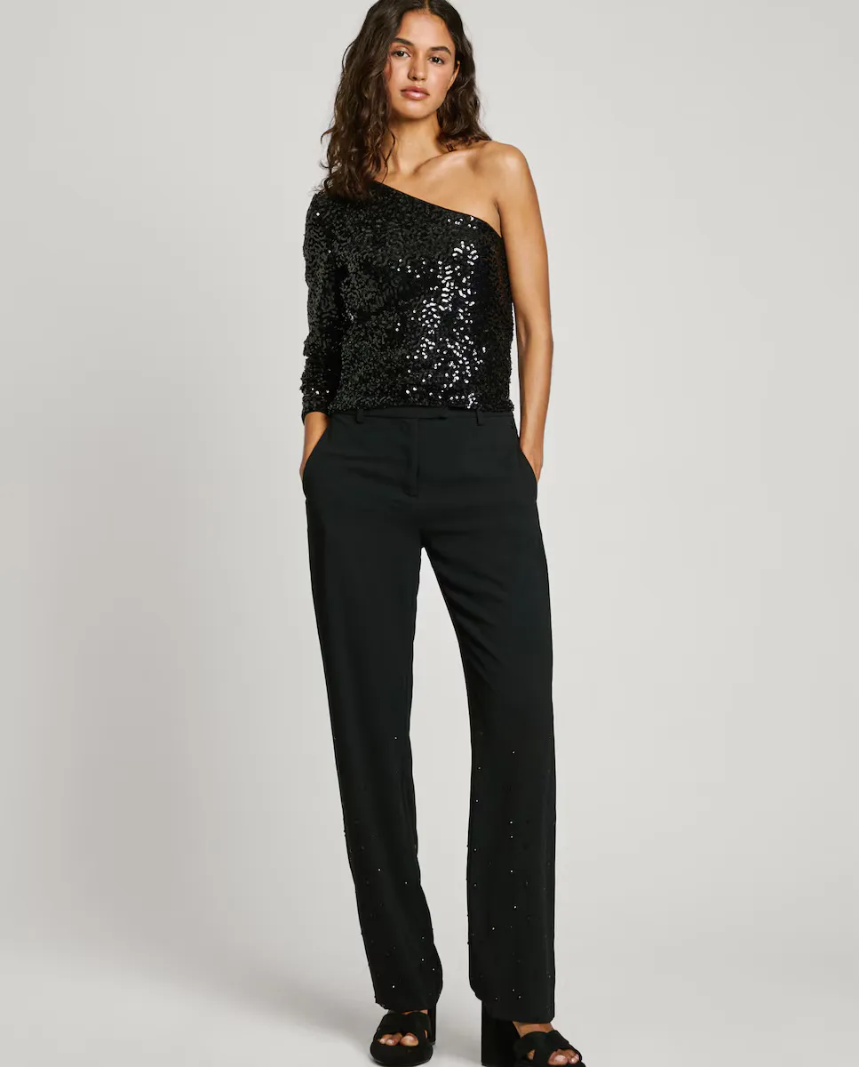 Женские брюки прямого кроя со стразами Pepe Jeans, черный
Женские брюки прямого кроя со стразами Pepe Jeans, черный