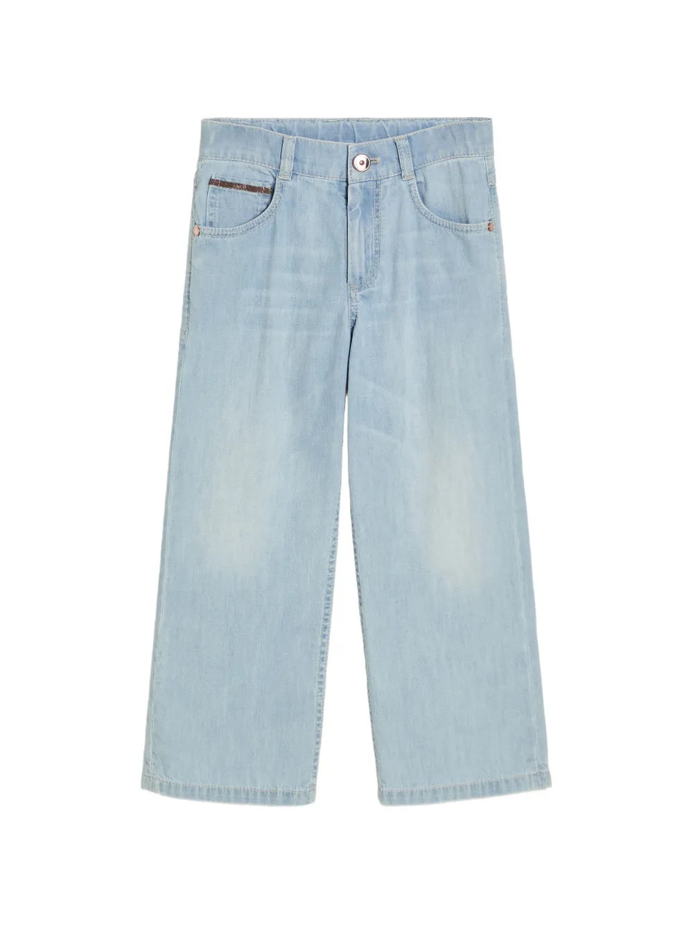 Джинсы с пятью карманами и отделкой Monili Brunello Cucinelli Kids, синий
Джинсы с пятью карманами и отделкой Monili Brunello Cucinelli Kids, синий