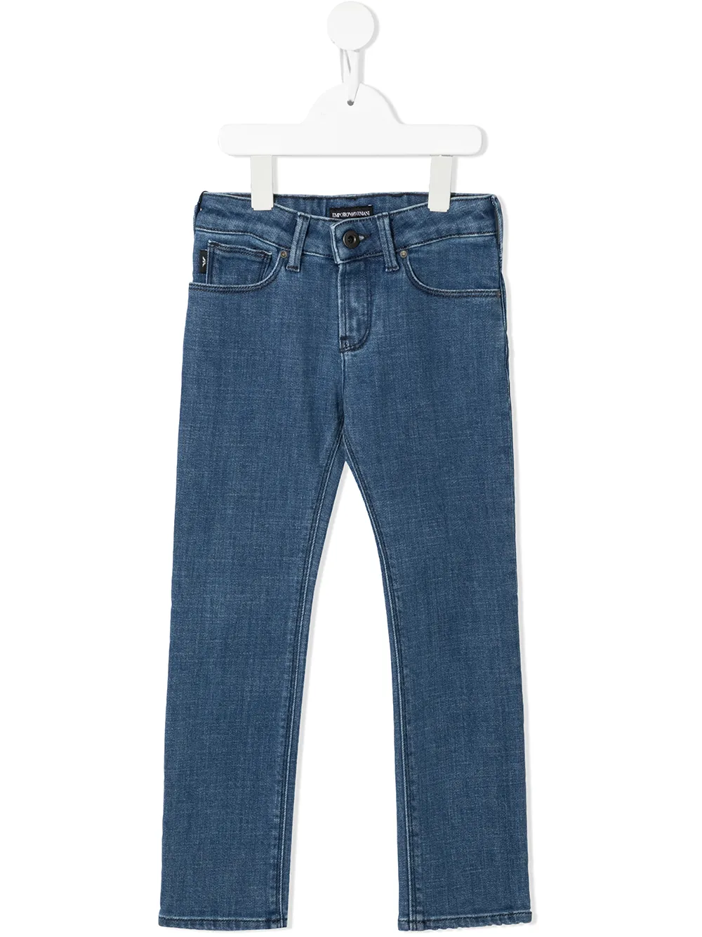 Джинсы кроя слим Emporio Armani Kids, синий 
Джинсы кроя слим Emporio Armani Kids, синий