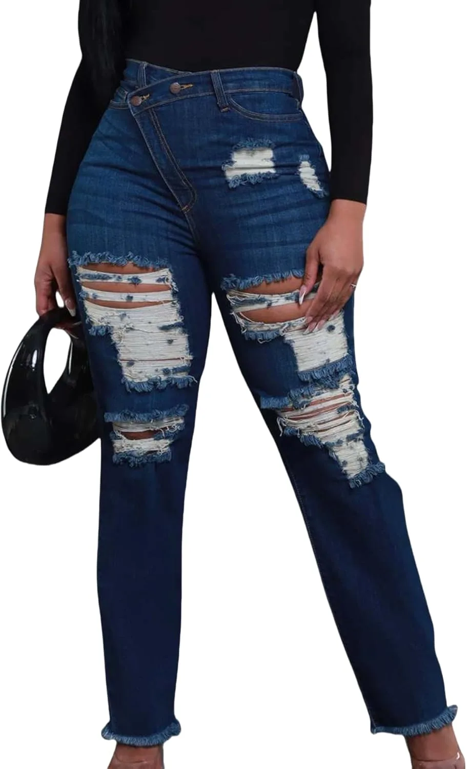 Женские джинсы Geulis с высокой талией, скинни, рваные
Женские джинсы Geulis с высокой талией, скинни, рваные