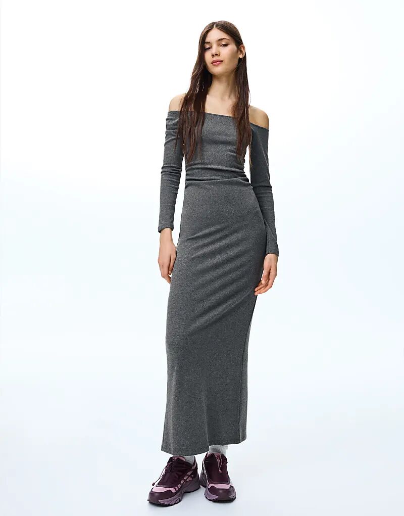 Мягкое длинное платье Bershka Bardot светло-серого цвета
Мягкое длинное платье Bershka Bardot светло-серого цвета