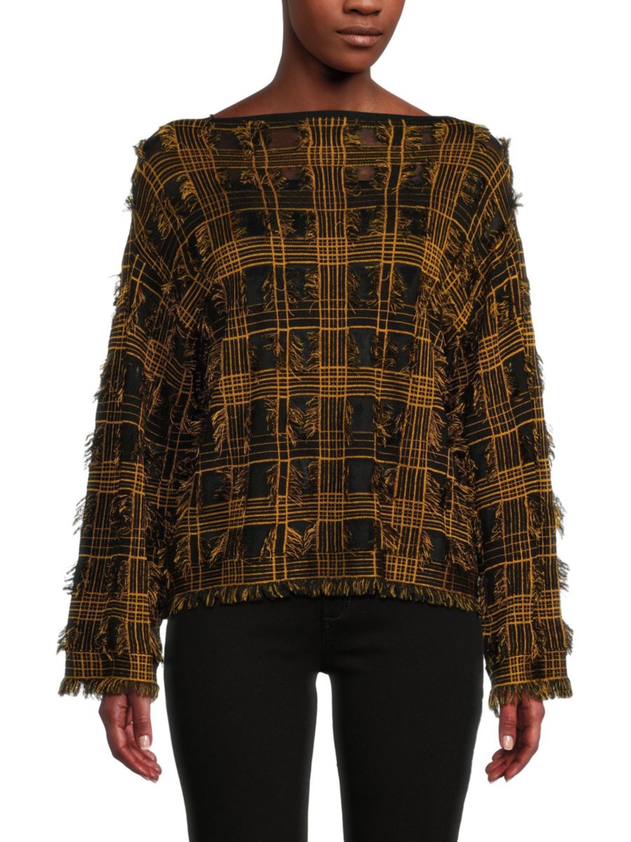 Свитер-пуловер с бахромой Lafayette 148 New York, черный мульти 
Свитер-пуловер с бахромой Lafayette 148 New York, черный мульти