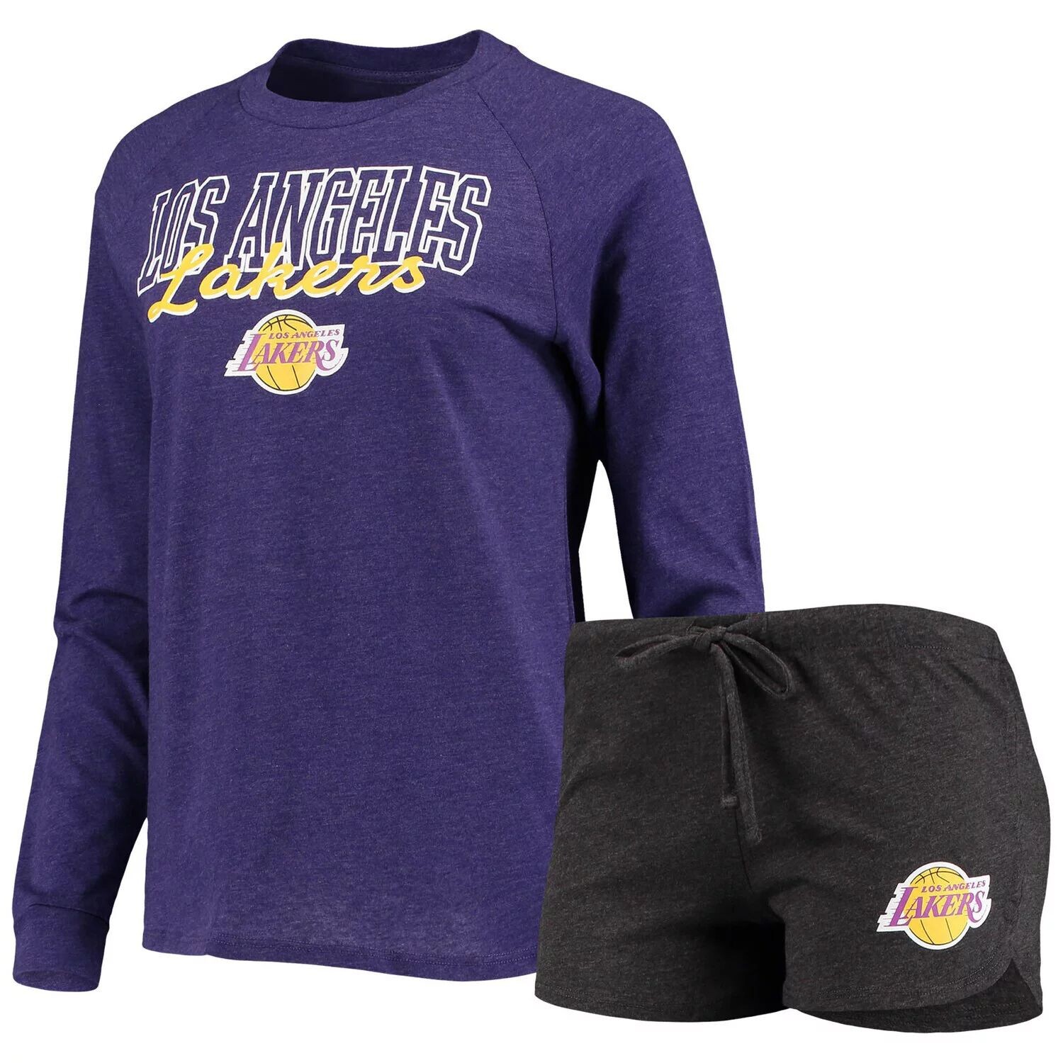 Женские спортивные футболки с длинными рукавами и шорты с принтом «Лос-Анджелес Лейкерс» с принтом «Лос-Анджелес Лейкерс» и шорты с принтом «Концепции», черные/фиолетовые, комплект для сна
Женские спортивные футболки с длинными рукавами и шорты с принтом «Лос-Анджелес Лейкерс» с принтом «Лос-Анджелес Лейкерс» и шорты с принтом «Концепции», черные/фиолетовые, комплект для сна