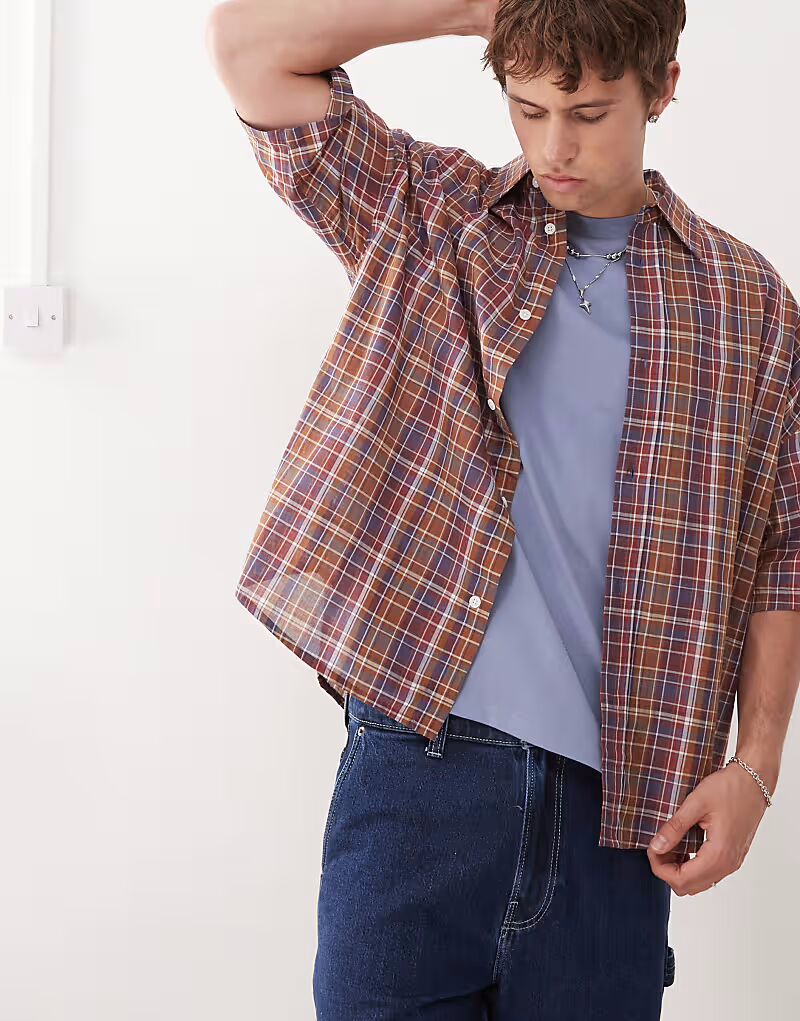 Рубашка свободного покроя в будничную клетку красного и синего цвета Weekday
Рубашка свободного покроя в будничную клетку красного и синего цвета Weekday