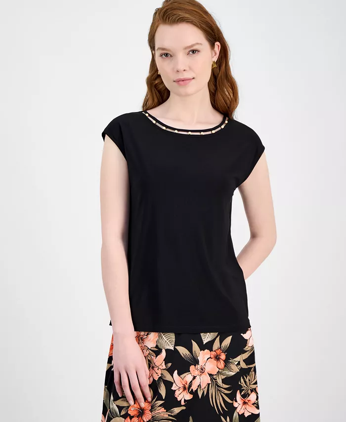 Женский топ с расширенными плечами и отделкой из бисера, размеры Regular и Petite Kasper, черный
Женский топ с расширенными плечами и отделкой из бисера, размеры Regular и Petite Kasper, черный