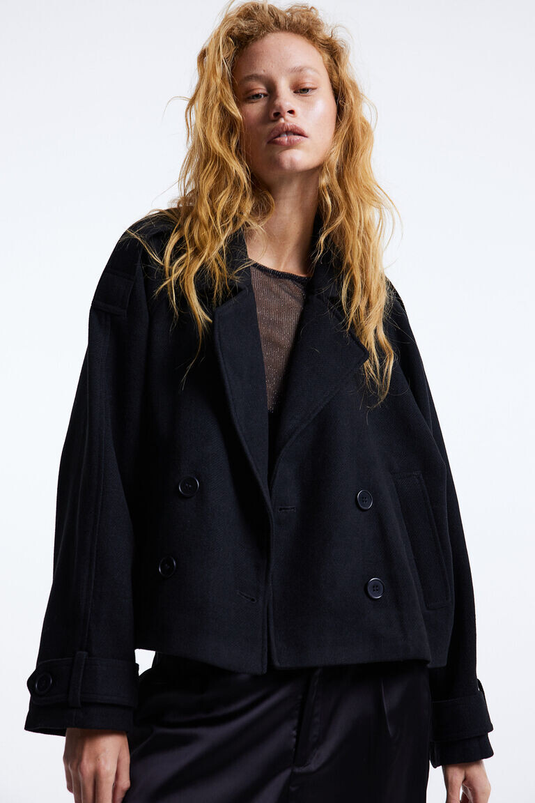 Двубортный пиджак H&M, черный
Двубортный пиджак H&M, черный