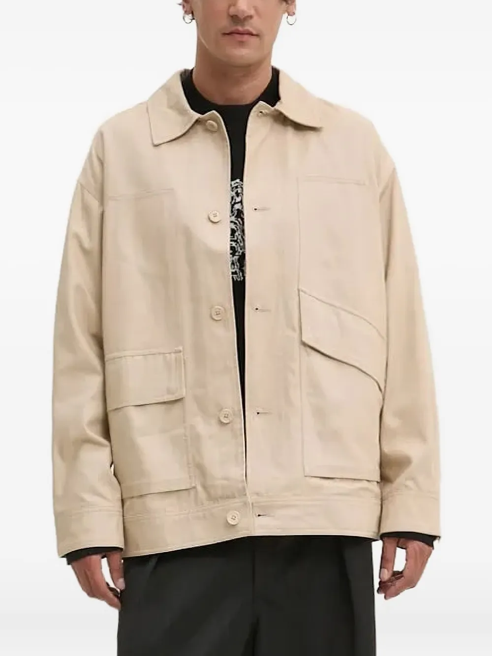 Куртка-рубашка с вышитыми деталями и пуговицами Desigual, нейтральный 
Куртка-рубашка с вышитыми деталями и пуговицами Desigual, нейтральный