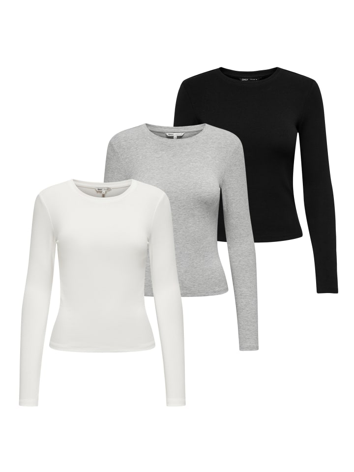 ONLY Комплект из 3 футболок с длинными рукавами, черного, кремового и серого цвета, Черный, ONLY Комплект из 3 футболок с длинными рукавами, черного, кремового и серого цвета
ONLY Комплект из 3 футболок с длинными рукавами, черного, кремового и серого цвета, Черный, ONLY Комплект из 3 футболок с длинными рукавами, черного, кремового и серого цвета