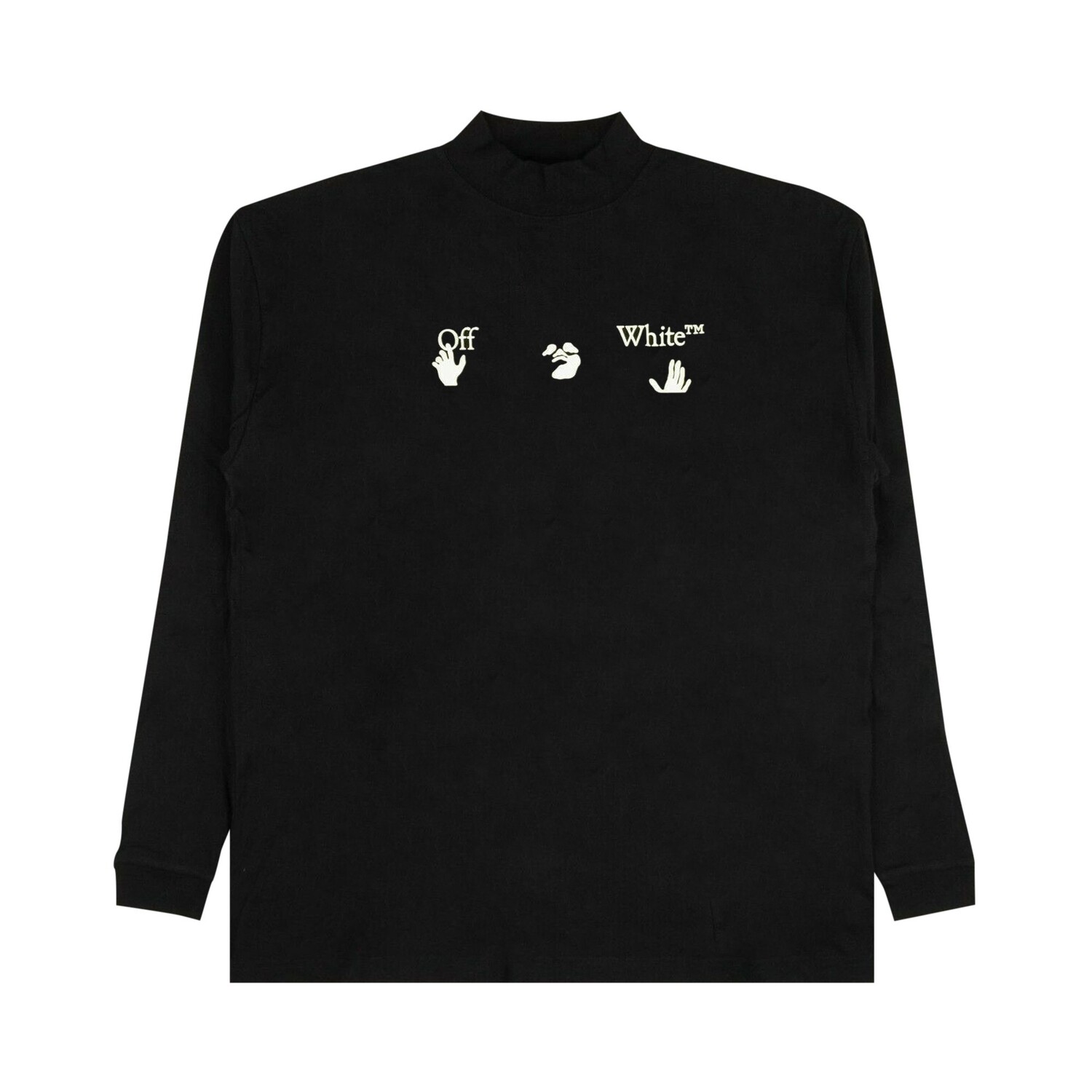 Off-White Футболка с воротником-стойкой с логотипом, Черная 
Off-White Футболка с воротником-стойкой с логотипом, Черная