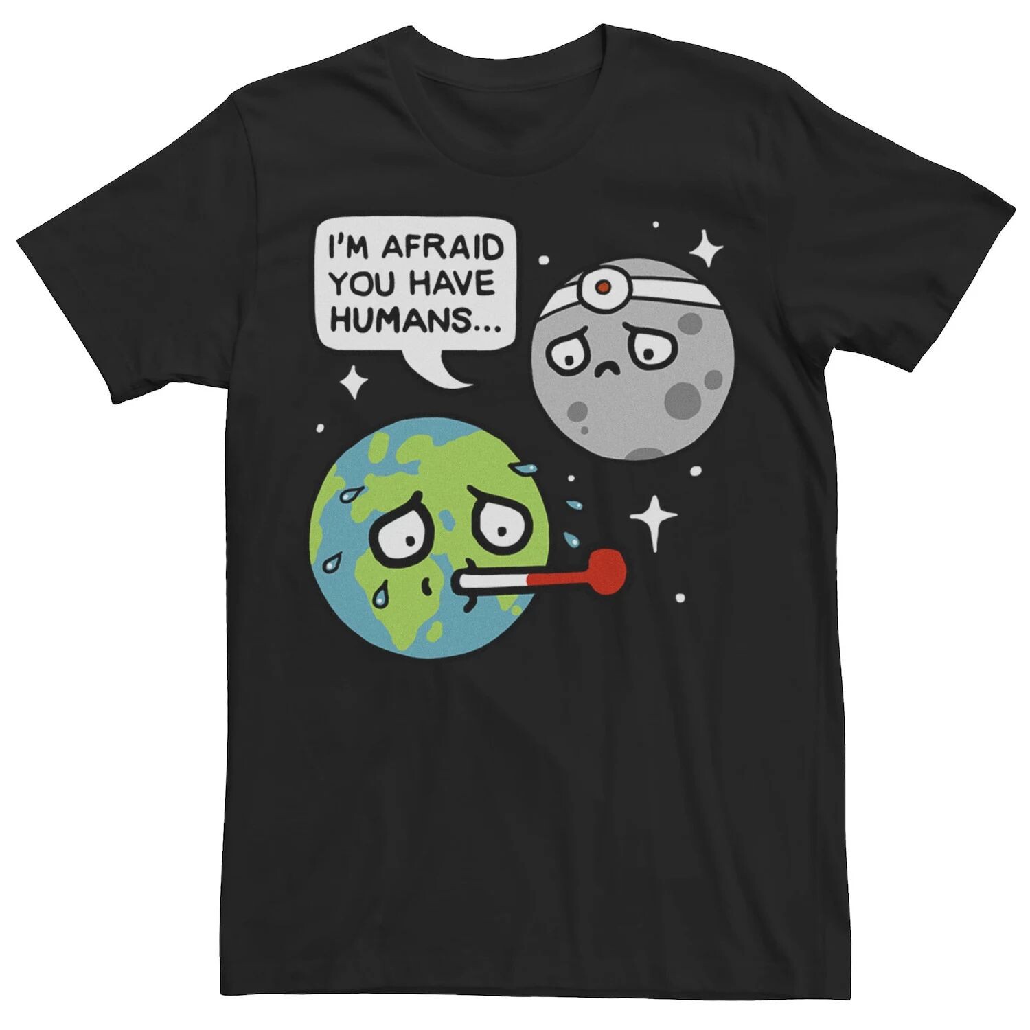 Мужская футболка с изображением Луны и Земли «Я боюсь, что у вас есть люди» Licensed Character
Мужская футболка с изображением Луны и Земли «Я боюсь, что у вас есть люди» Licensed Character