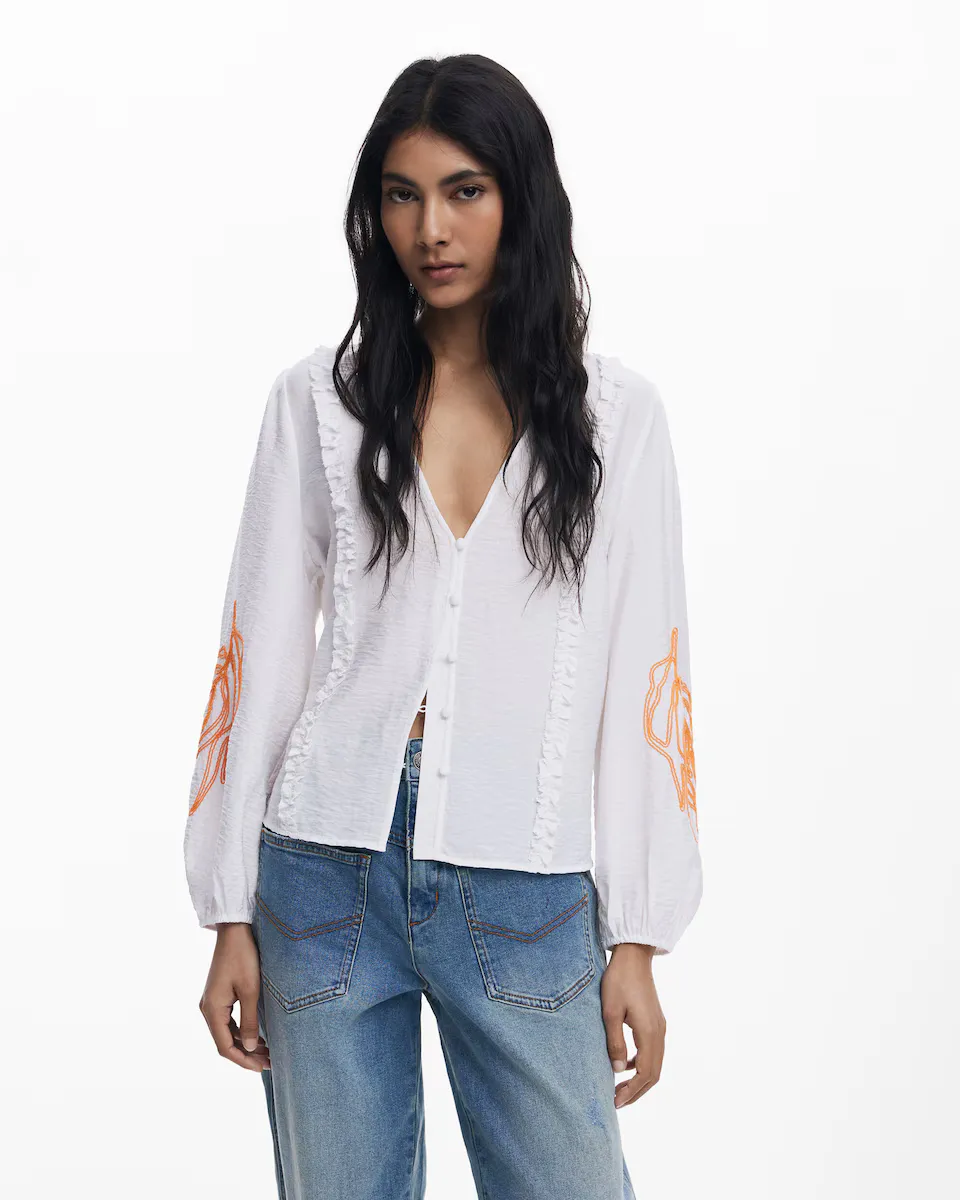 Женская блуза balloon с листьями Desigual, белый
Женская блуза balloon с листьями Desigual, белый