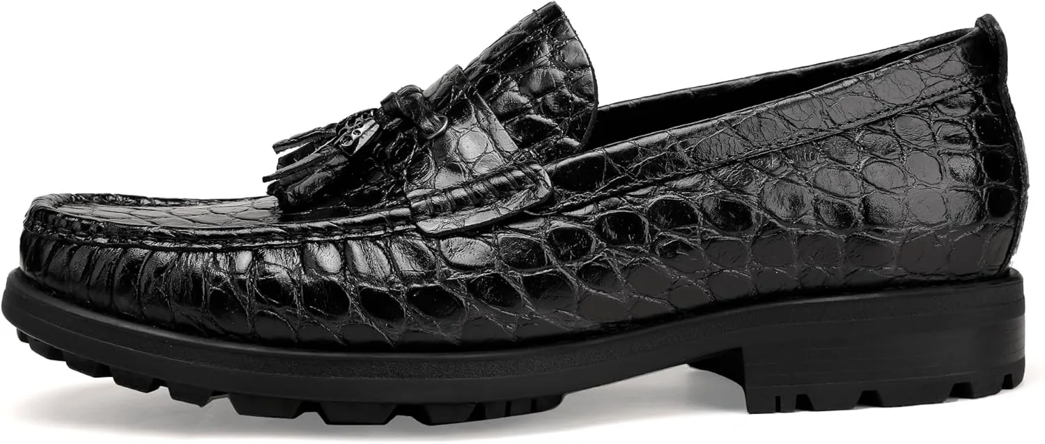 Мужские лоферы с кисточками из премиальной кожи, классические туфли с тиснением под аллигатора и толстой подошвой GOLDEN COXES FAMILY, черный
Мужские лоферы с кисточками из премиальной кожи, классические туфли с тиснением под аллигатора и толстой подошвой GOLDEN COXES FAMILY, черный