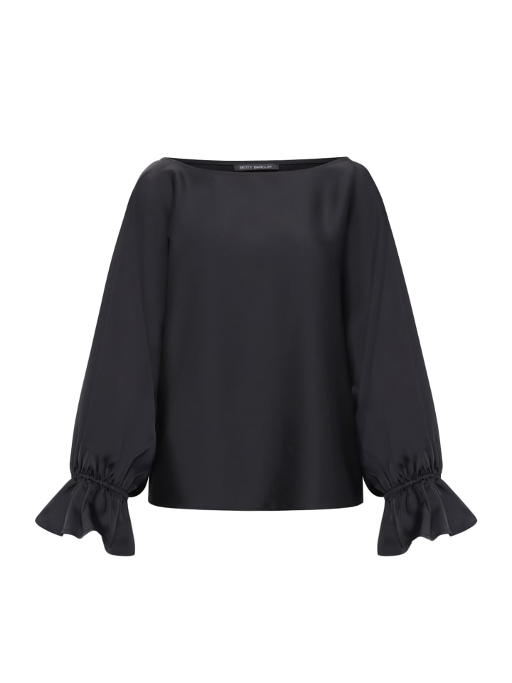 Атласная блузка с вырезом лодочкой черного цвета Betty Barclay
Атласная блузка с вырезом лодочкой черного цвета Betty Barclay
