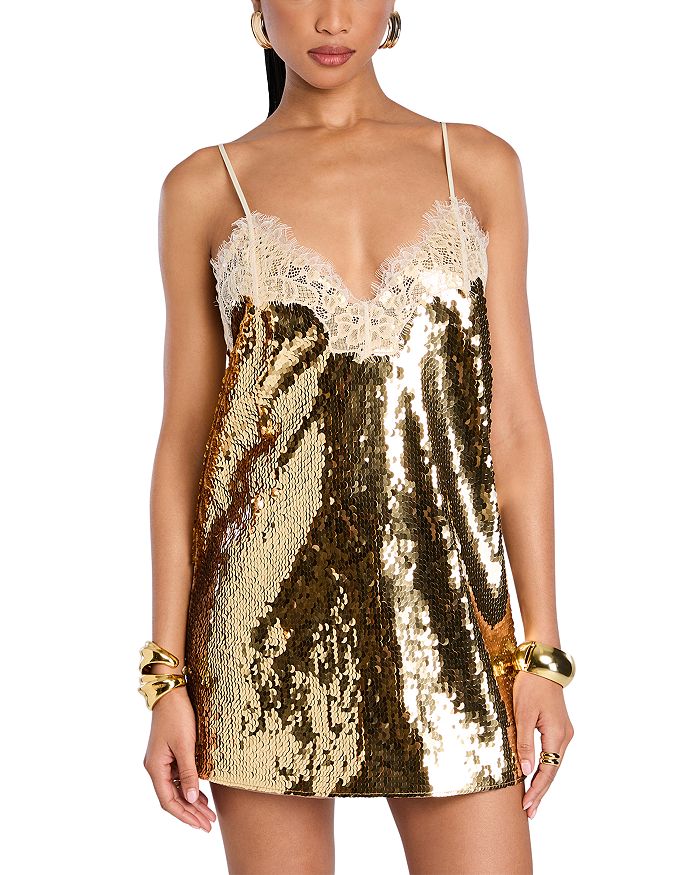 Оливковое платье с пайетками Retrofete, золотой
Оливковое платье с пайетками Retrofete, золотой