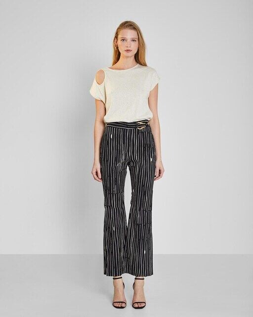 Женские брюки-клеш в асимметричную полоску Trucco, черный
Женские брюки-клеш в асимметричную полоску Trucco, черный