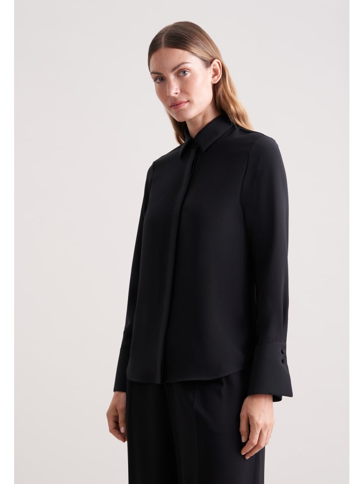 Обычная черная блузка-рубашка Seidensticker
Обычная черная блузка-рубашка Seidensticker