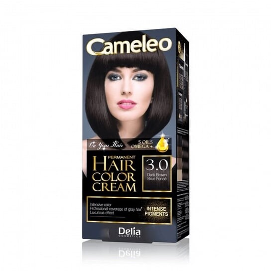 Крем-краска для волос Cameleo, краска для волос 3.0 Темно-коричневый Delia Cosmetics
Крем-краска для волос Cameleo, краска для волос 3.0 Темно-коричневый Delia Cosmetics