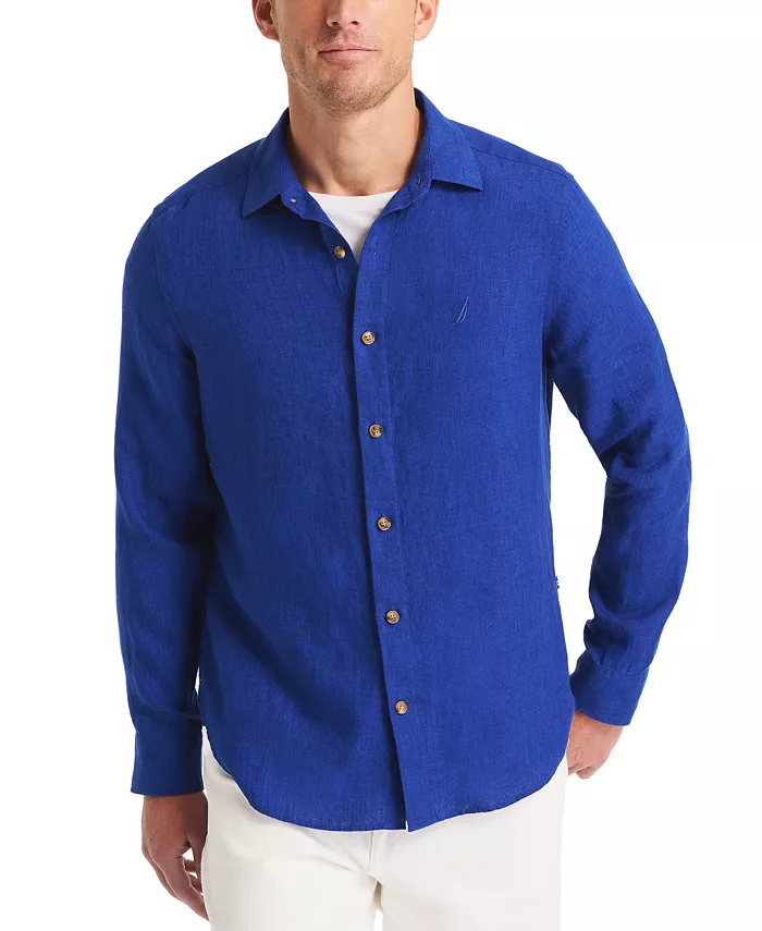 Мужская классическая льняная рубашка с длинным рукавом однотонного цвета Nautica, синий
Мужская классическая льняная рубашка с длинным рукавом однотонного цвета Nautica, синий