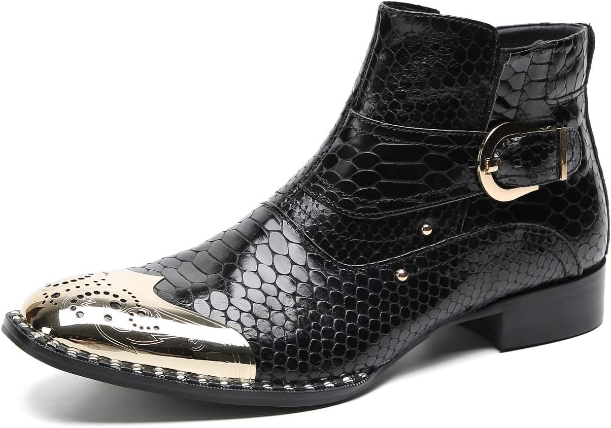 Мужские повседневные ботинки Santimon Mens Chelsea до щиколотки - модные ковбойские ботинки из натуральной кожи с пряжкой и квадратным металлическим носком для вечеринок, панк-рока, свадеб и бального танца, черный
Мужские повседневные ботинки Santimon Mens Chelsea до щиколотки - модные ковбойские ботинки из натуральной кожи с пряжкой и квадратным металлическим носком для вечеринок, панк-рока, свадеб и бального танца, черный