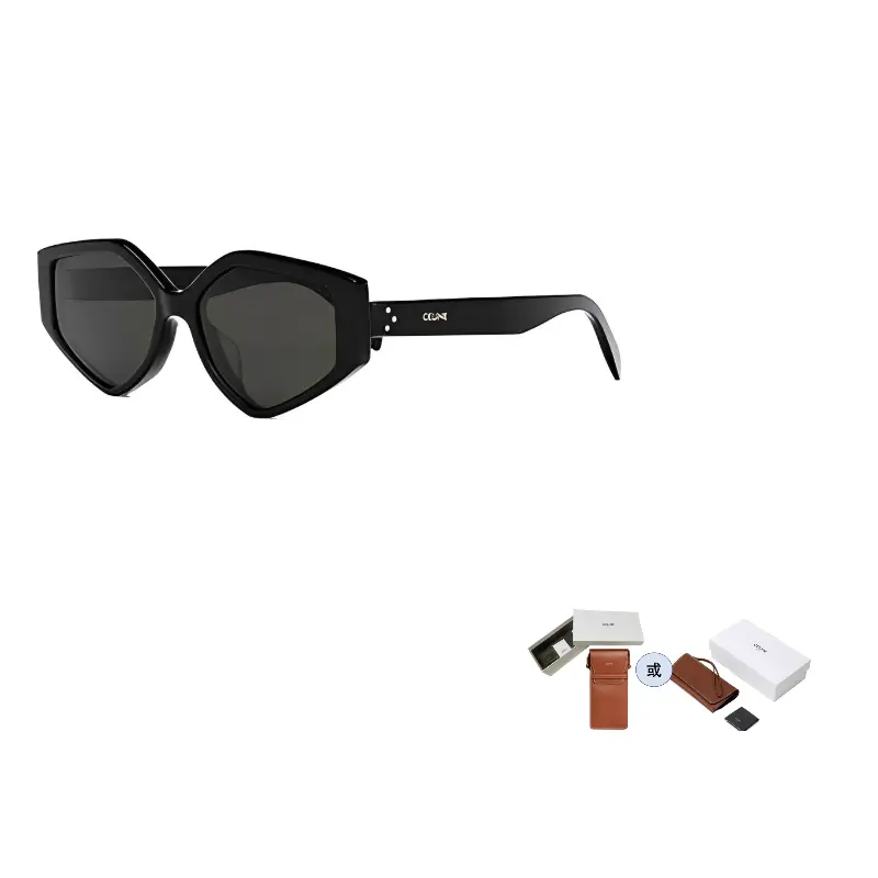CELINE Солнцезащитные очки с пластиковой оправой неправильной формы унисекс, Black 
CELINE Солнцезащитные очки с пластиковой оправой неправильной формы унисекс, Black
