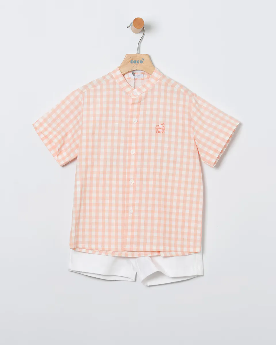Комплект для мальчика из рубашки в клеточку и однотонных шорт-бермуд Coco Acqua, цвет Salmón
Комплект для мальчика из рубашки в клеточку и однотонных шорт-бермуд Coco Acqua, цвет Salmón