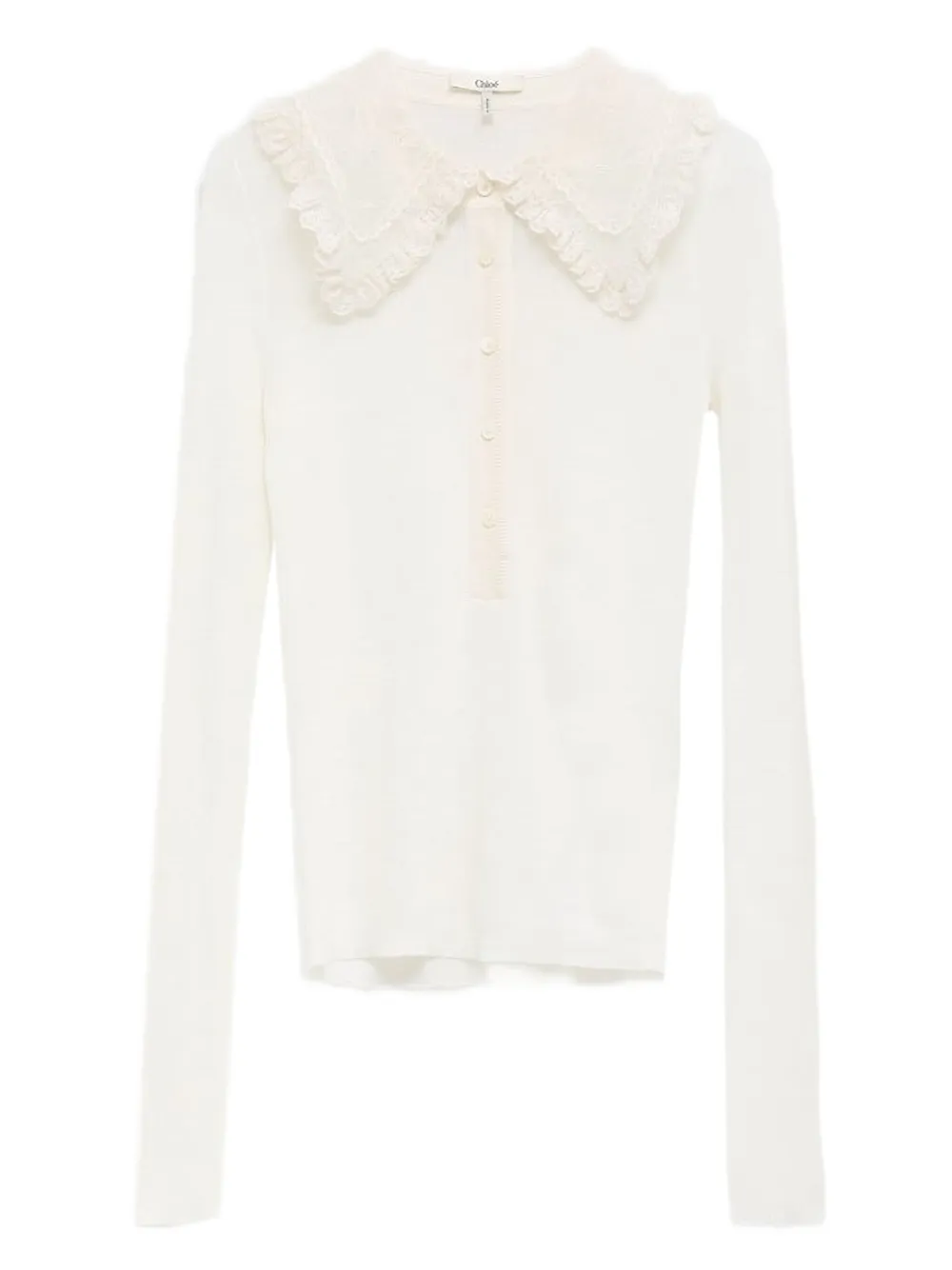 Рубашка с длинными рукавами и кружевным воротником CHLOÉ, белый 
Рубашка с длинными рукавами и кружевным воротником CHLOÉ, белый