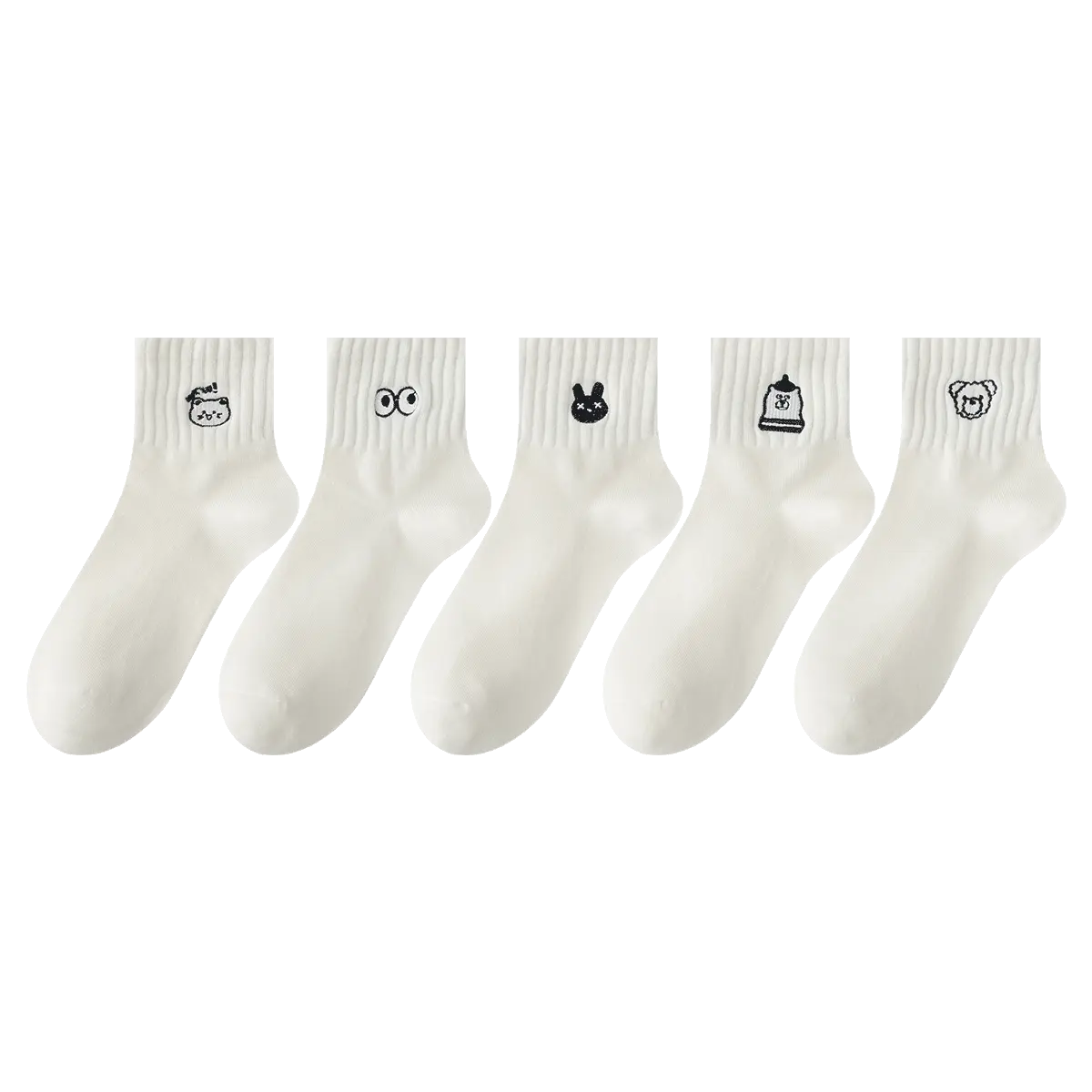 Носки до середины икры Унисекс 5 пар AUGUST, Белые с вышивкой 5 пар 
Носки до середины икры Унисекс 5 пар AUGUST, Белые с вышивкой 5 пар