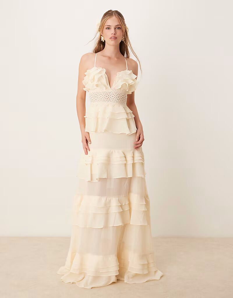 Платье миди True Decadence с V-образным вырезом нежно-желтого цвета
Платье миди True Decadence с V-образным вырезом нежно-желтого цвета