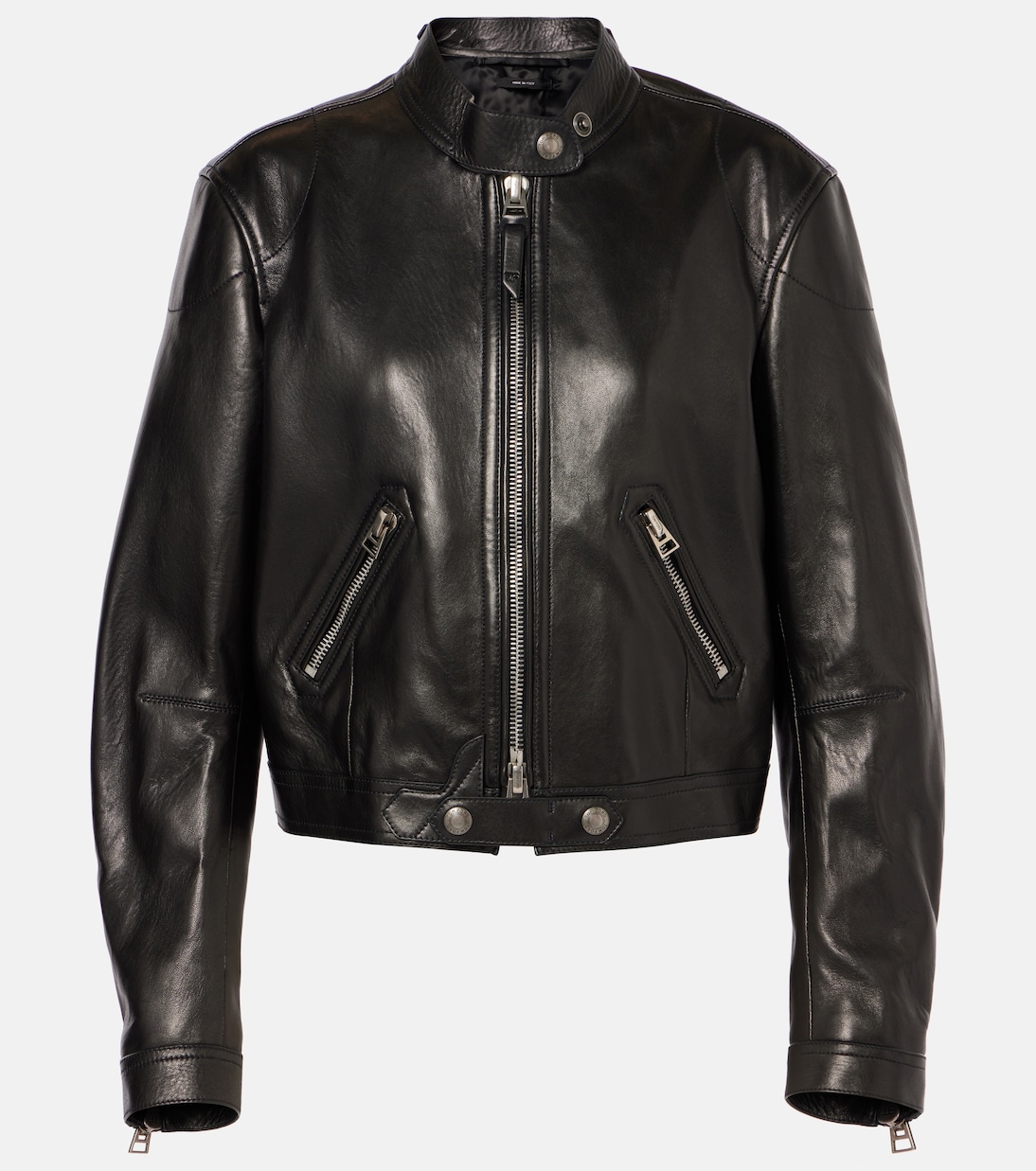 Укороченная кожаная байкерская куртка Tom Ford, черный
Укороченная кожаная байкерская куртка Tom Ford, черный