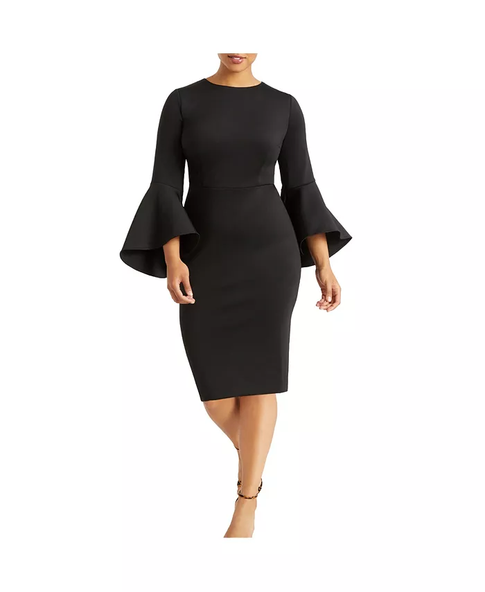 Женское платье с расклешенными рукавами из ткани scuba ELOQUII, черный
Женское платье с расклешенными рукавами из ткани scuba ELOQUII, черный