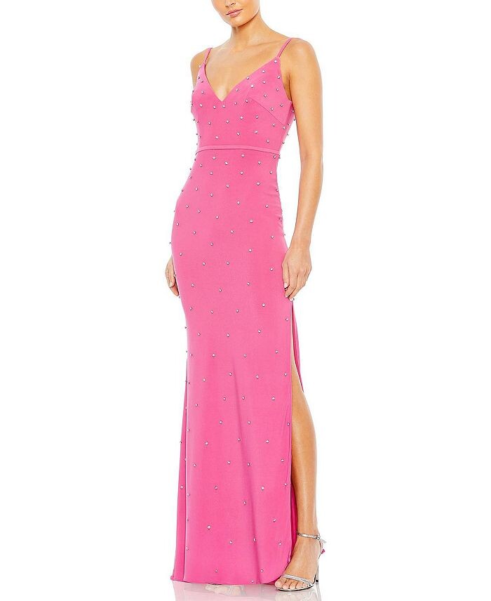 Платье Mac Duggal с V-образным вырезом, украшенное стразами, розовый
Платье Mac Duggal с V-образным вырезом, украшенное стразами, розовый