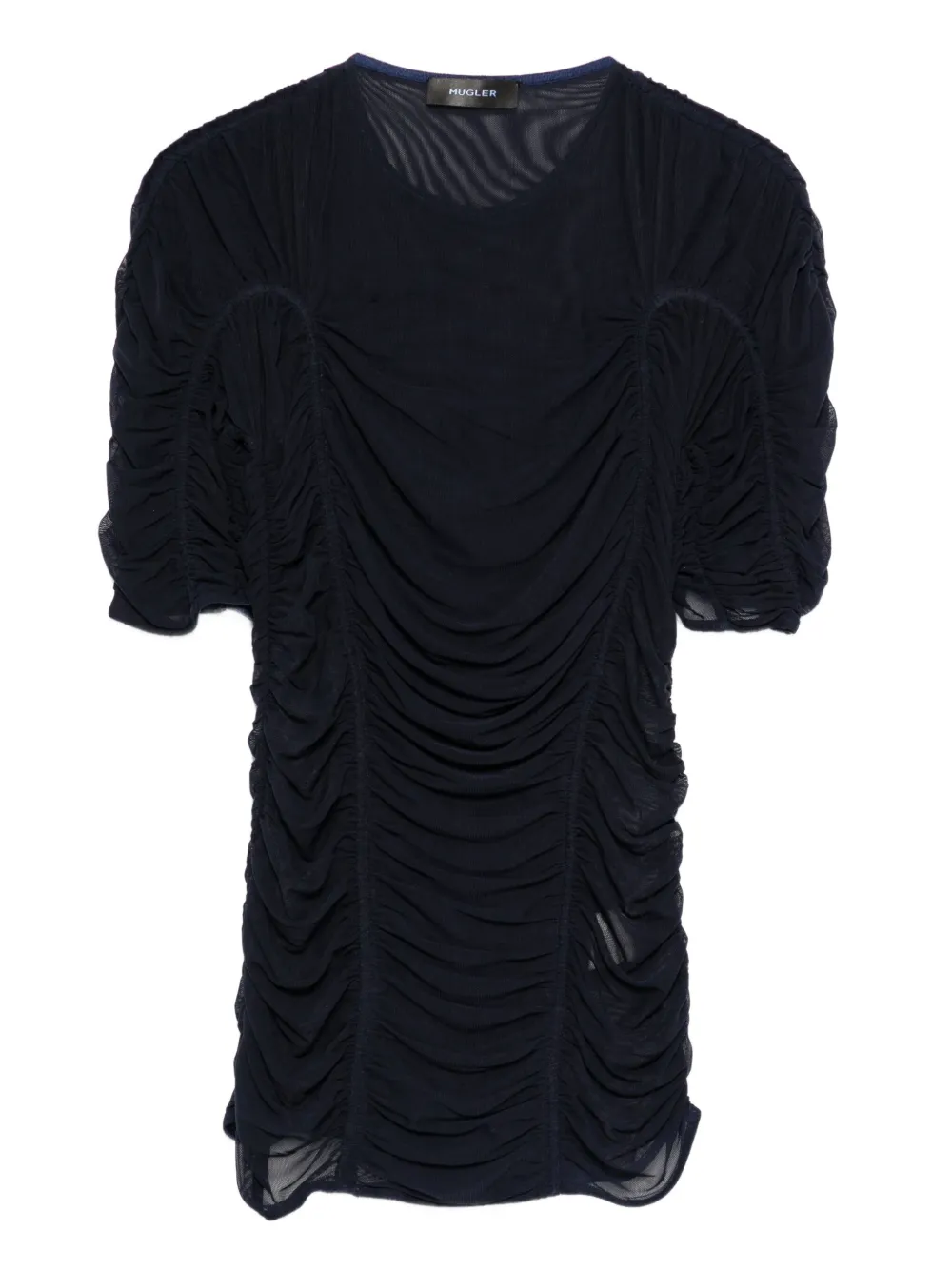 Сетчатый топ с короткими рукавами Mugler, синий
Сетчатый топ с короткими рукавами Mugler, синий