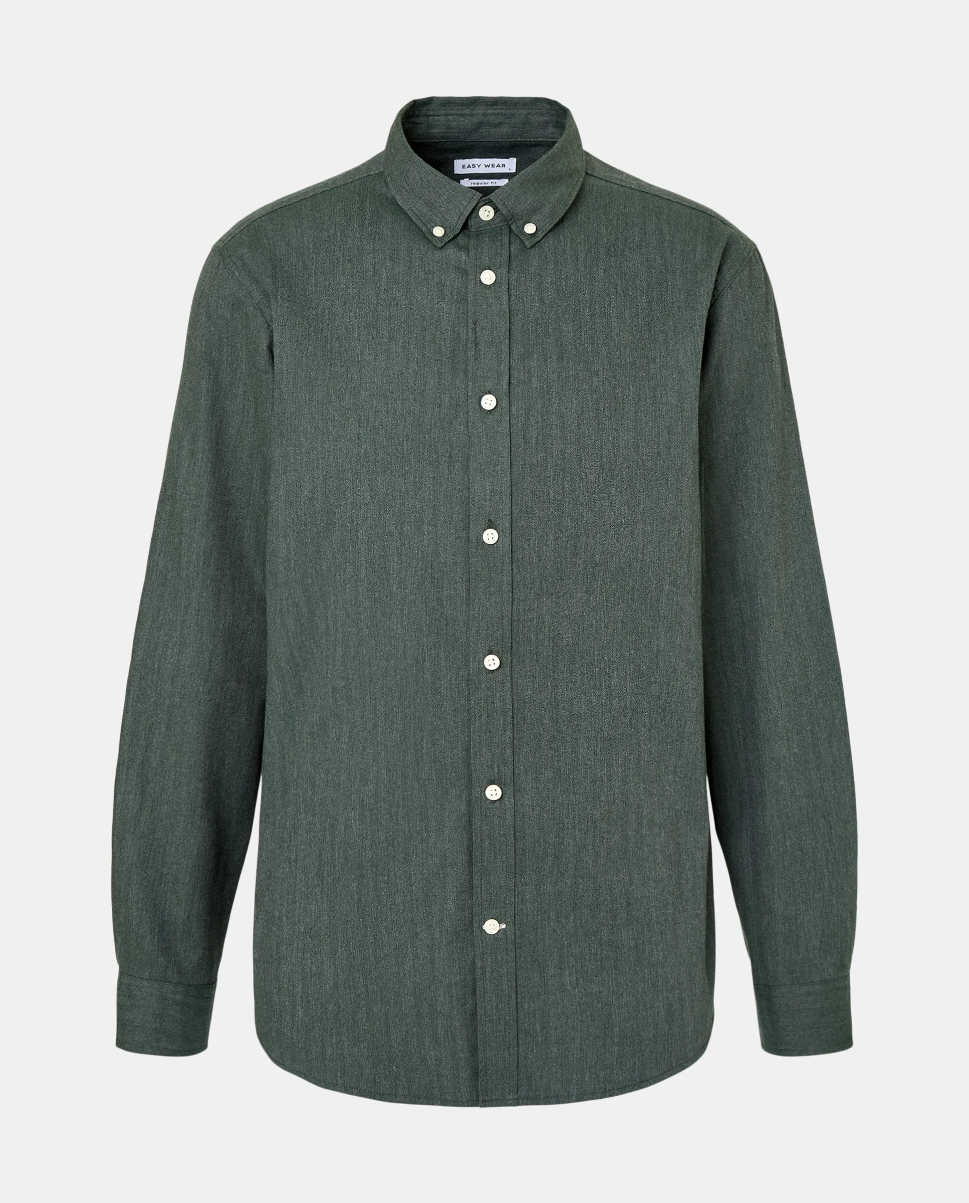 Мужская однотонная рубашка с длинным рукавом Easy Wear, зеленый 
Мужская однотонная рубашка с длинным рукавом Easy Wear, зеленый