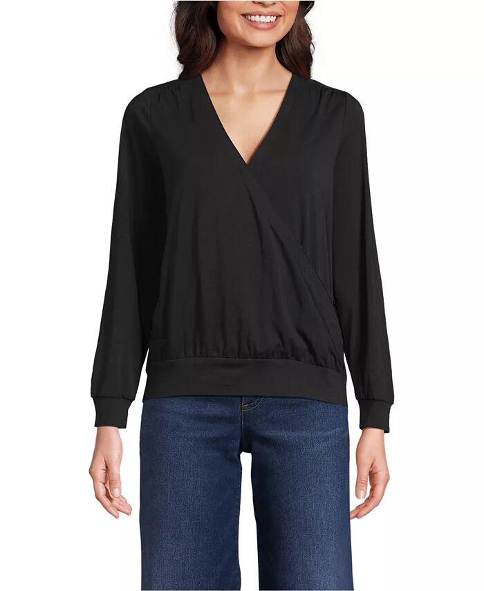 Женская легкая блузка с длинным рукавом из джерси с запахом Lands' End, черный
Женская легкая блузка с длинным рукавом из джерси с запахом Lands' End, черный