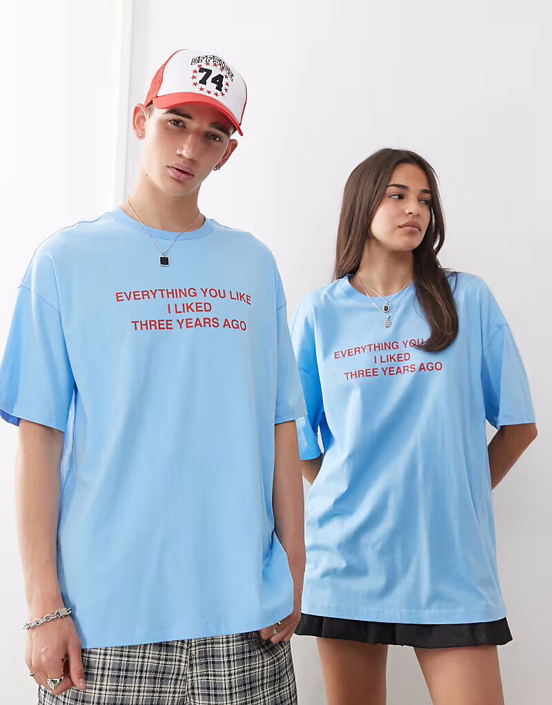 COLLUSION Футболка унисекс синего цвета с красным лозунгом, Красный, COLLUSION Футболка унисекс синего цвета с красным лозунгом
COLLUSION Футболка унисекс синего цвета с красным лозунгом, Красный, COLLUSION Футболка унисекс синего цвета с красным лозунгом