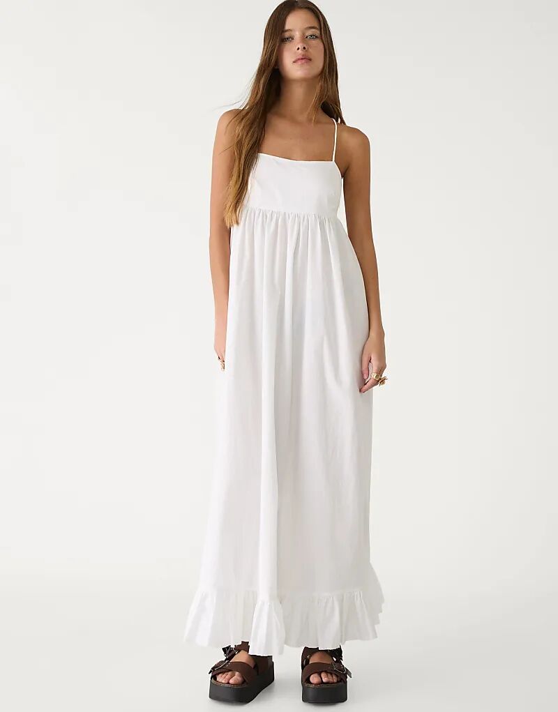 Платье макси Stradivarius из поплина белого цвета
Платье макси Stradivarius из поплина белого цвета