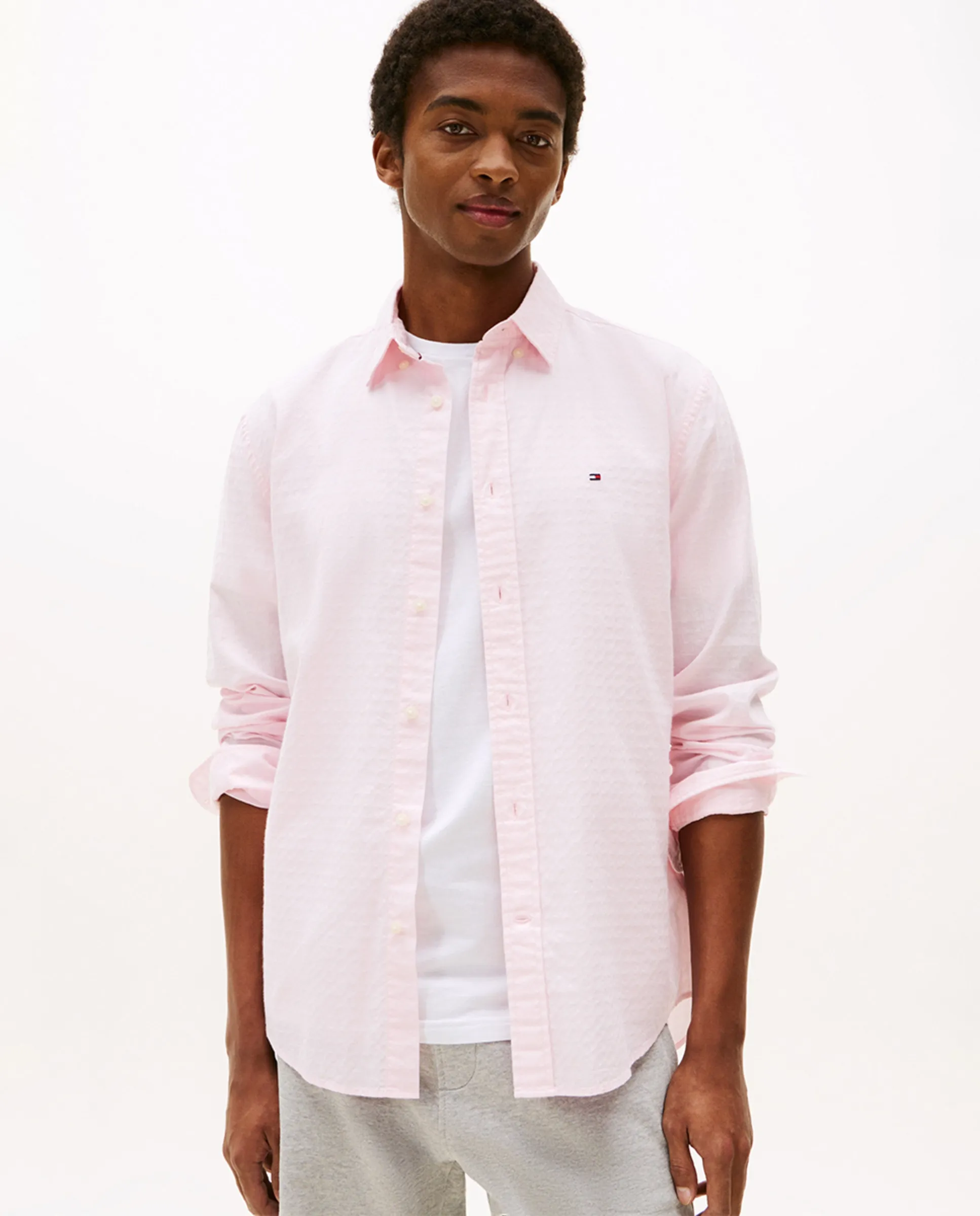 Мужская однотонная рубашка с фактурной тканью Tommy Hilfiger, розовый
Мужская однотонная рубашка с фактурной тканью Tommy Hilfiger, розовый