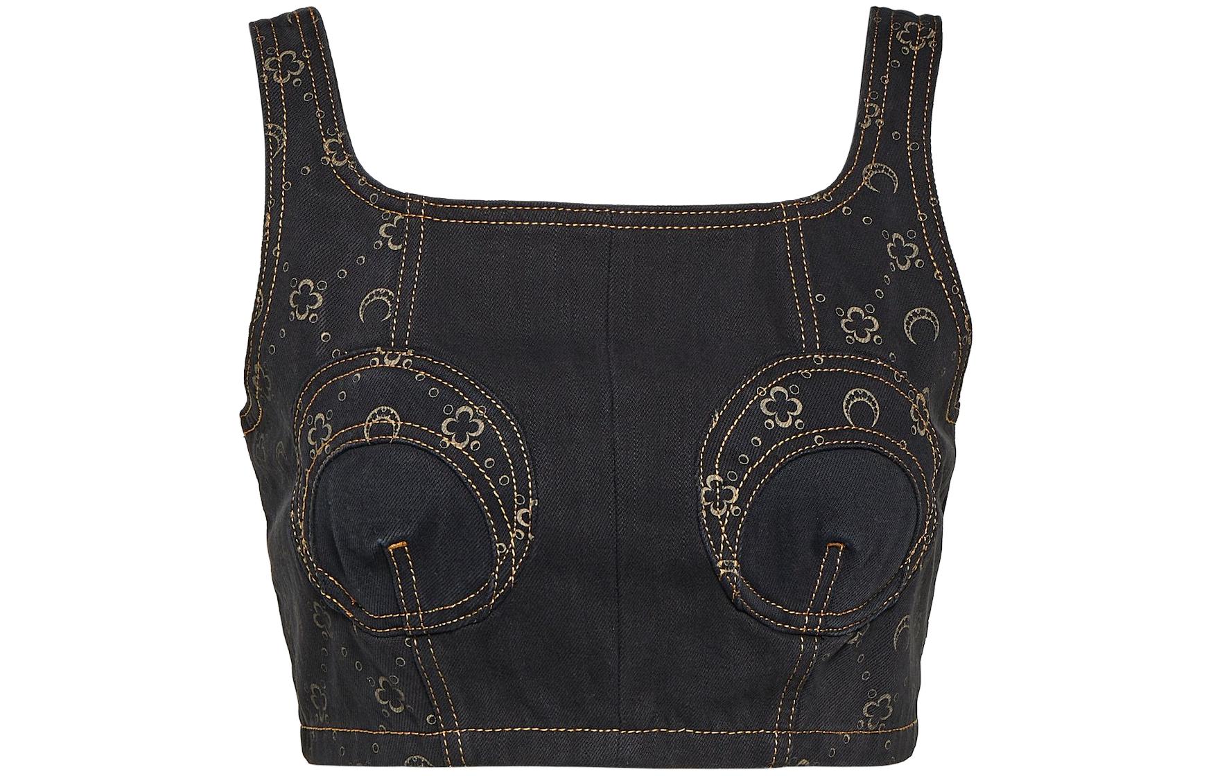 Регенерированный деним бюстье топ Marine Serre, черный
Регенерированный деним бюстье топ Marine Serre, черный