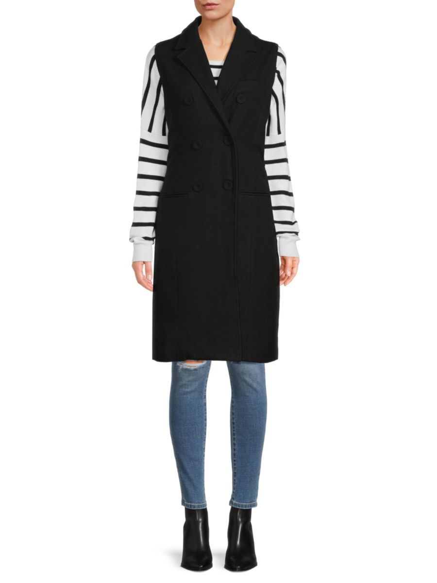 Удлиненный двубортный жилет из смесовой шерсти Renee C., черный 
Удлиненный двубортный жилет из смесовой шерсти Renee C., черный